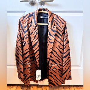 Zara Bronze Tiger Print Blazer